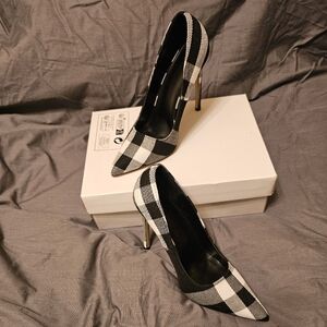 Plaid high heels Black&White size 6(36eur)